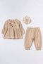 Girl's long sleeved natural cotton linen roba flower embroidery twin set - 2