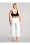 Plus Size Ecru Wide Leg Capri Women's White Pajama Bottoms - 3