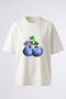Blue Berry Design Back Printed Cotton White Oversize T-Shirt