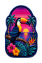 Sdt Special Cut Tropical Toucan Bird Patterned Navy Blue Woven Base Decorative Carpet Sdt3014