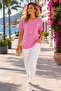 New Season Women's Summer Compact Fabric Pearl Embellished Blouse - 2