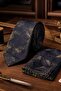 Black Plum Motif Pattern Classic Tie with Handkerchief Kk13746 - 2