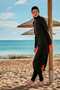 Full Covered Hijab Swimsuit Set Black 4 Piece - M2414 - 3