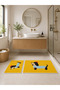 Non-Slip Bath Mat with Yellow Dog Figure, Set of 2 Modern Children's Bath Rugs - 6