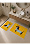 Non-Slip Bath Mat with Yellow Dog Figure, Set of 2 Modern Children's Bath Rugs - 4