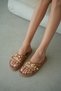 Ceron Embroidered Gold Stone and Adjustable Buckle Detailed Women's Slippers - Taba Suede - 3