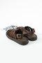 Kaiser Women's Gold Buckle Light Sole Genuine Leather Sandals Brown Suede - 4
