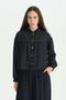Viscose Suit with Striped Shirt and Skirt - Navy Blue - 2