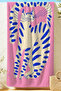 Modern Beach Towel with Tiger Figure - Pink Blue Tropical Artistic Quick-Dry Microfiber Towel