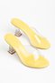 S-619 Yellow Patent Leather Transparent Strappy Transparent Heels Set of Round Toe for Women Slipper - 8
