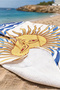 Marine Beach Towel with Sun Figure - Mediterranean Bohemian Blue and White Quick-Drying Microfiber Towel - 3