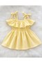 Girl's Yellow Color Dress with Strap Tie Detail - 8
