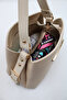 Women's Cream Crossbody Hand and Shoulder Bag with Internal Pocket, Front Accessory and Belt Detail - 6