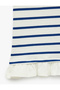 Cotton Crew Neck Short Sleeve Striped T-Shirt with Ruffle Detail - 3