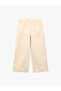 Cotton Buttoned Regular Waist Pocketed Wide Leg Trousers - Culotte Jeans - 6