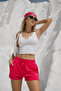Women's Fuchsia High Waist Mini Shorts - 3