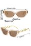 A Pair of Fashionable Monochrome Cat-Eye Sunglasses with Chain on the Arms, Suitable for Summer, Beach, Outdoor Activities, and Travel. - 3