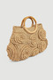Floral Detailed Straw Bag with Wooden Accessories - Beige - 3