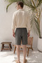 Lightweight and Comfortable Wide-Legged Muslin Shorts - Smoked - 4