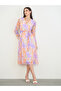 Floral Midi Dress with Tie-Belt - 3