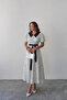 Women's White Polka Dot Patterned Stylish Collar Detailed Belted Balloon Sleeve Summer Midi Dress - 2