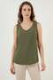 Women's V-Neck Zero Sleeve Khaki Blouse - 7
