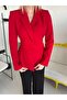 Red Blazer Jacket with Detailed Cuffs - 3