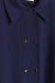 Half Double-Breasted Coat - Navy Blue - 2