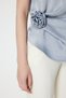 Rose Brooch Crinkled Fabric Blouse - 3