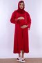 Effortt - Cherry Colored Maternity and Postpartum Nightgown Set with Soft Texture and Breastfeeding Feature, with Hijab - 2