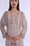 Comfortable Cut Maternity Pajama Set with Nursing Features and Robe Effortt - Beige - 5