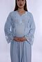Cotton Maternity Nightgown and Dressing Gown Set with Nursing Features Effortt - Blue - 7
