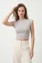 Gray Crew Neck Sleeveless Blouse 8181A - 2