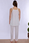 Cotton Pajama Set for Pregnant and Postpartum Women with Adjustable Waist Elastic Effortt - Ecru - 6