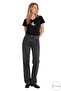 Black V-Neck Basic T-Shirt with Bird Stone Print Detail - 4