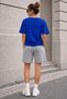 Women's Oversize Printed T-Shirt Shorts Set – Comfortable Fit Daily Use Two-Piece Summer Combination Red Printed - 2