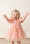 Baby Girl Princess Buckle Included Dress 3D Rose Tulle Layered Bow Detail Birthday Party Wedding Special Occasion Dress 9-24 Months - 3
