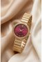 Women's Steel Watch Gold Color & Burgundy Dial Vintage |   Old Money Luxury Elegant Stylish Women's Wristwatch 2026 - 7