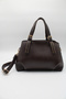 Women's Brown Double Handle Inner Pocket Drawstring Leather Crossbody Hand and Shoulder Bag - 4
