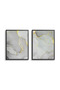 Gold Marble Set of 2 Abstract Wall Art | Framed Canvas Print with Gold Foil Embossed | Luxury Modern Decor for Living Room, Bedroom, Office & Gift - 2