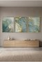 Emerald Flow Set of 3 Abstract Wall Art | Framed Canvas Print with Gold Foil Embossed | Luxury Modern Decor for Living Room, Bedroom, Office & Gift