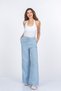 Women's Summer Blue High Waist Slim Elastic Muslin Fabric Wide Leg Pants Casual Daily Office Stylish 30409 - 2