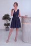 Women's V-Neck Flared Pleated Stone Detailed Short Evening Dress Tulle Burgundy, Navy Blue, Lilac, Black - 3