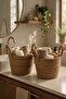 2 Pieces Hsr-036 Natural Wicker Knitted Basket Towel Basket Potato Onion Holder Flower Pot Organizer Basket