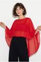 Women's Red Boat Neck Bat Sleeve Transparent Chiffon Blouse Db261015 60286363 - 4