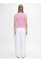Crew Neck Knitted Slim Fit T-Shirt Pink - C530 - 3