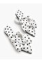 Women's Slippers White Black Polka Dot Bow Detailed Pointed Toe Stylish Slippers Monroe