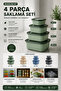 4 Piece Microline Square Set 600 ml 1100 ml 1800 ml 3000 ml Storage Container with Lid Green