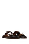 Women's Brown Double Buckle Suede Leather Slippers 26Sfd271810 - 2