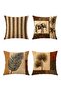 African Elephant and Leaves Patterned 4-Piece Throw Pillow Cover Set - 3